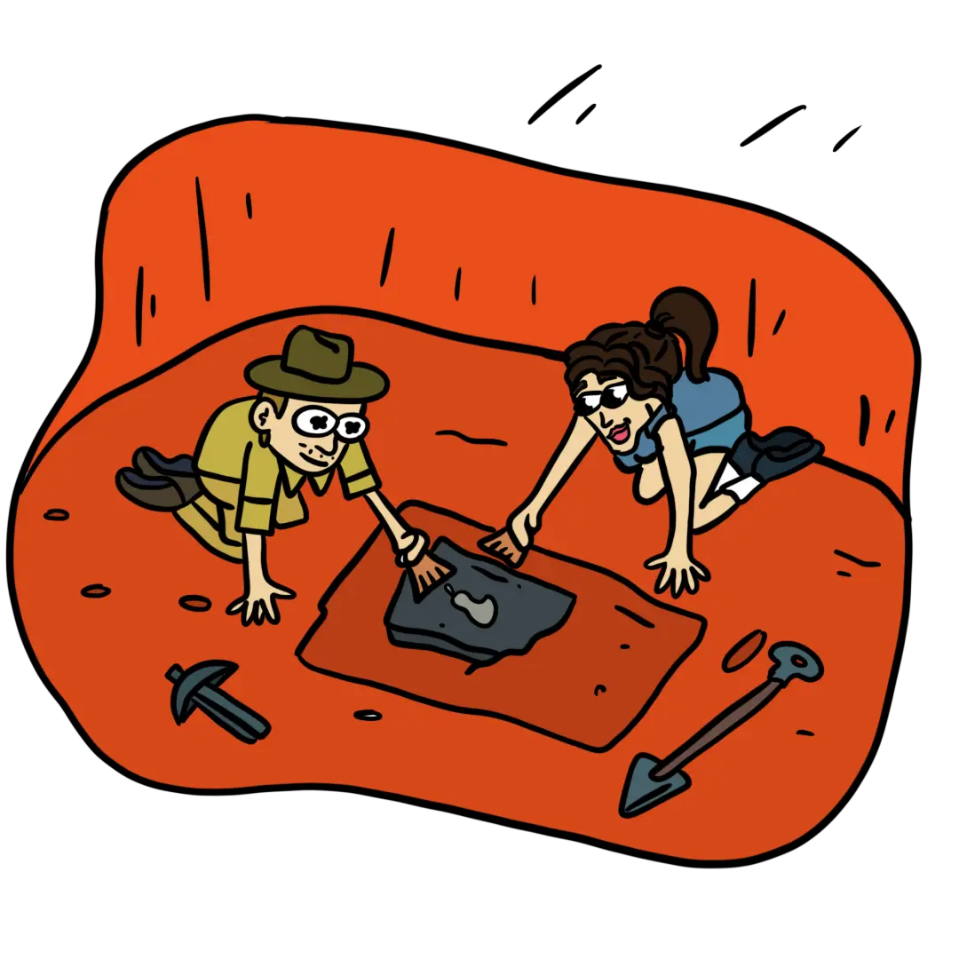 Archeological digging works illustration