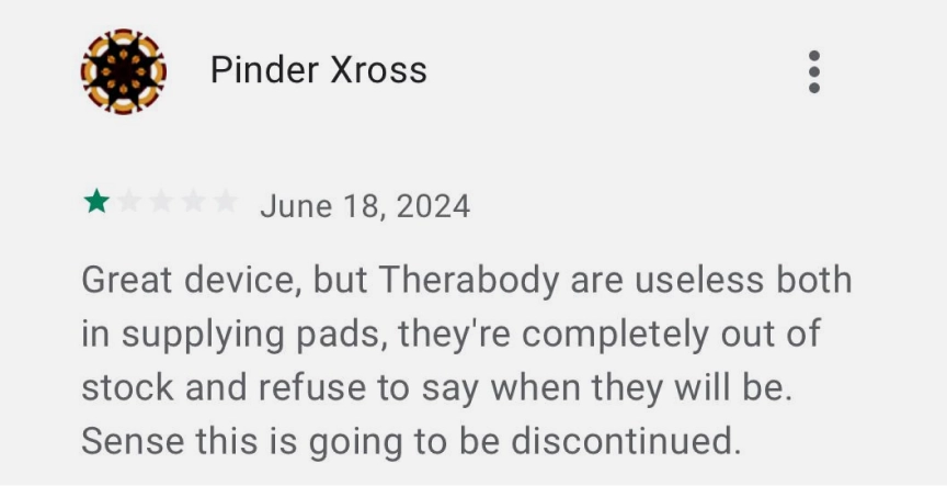 1 star review - no pads supplying