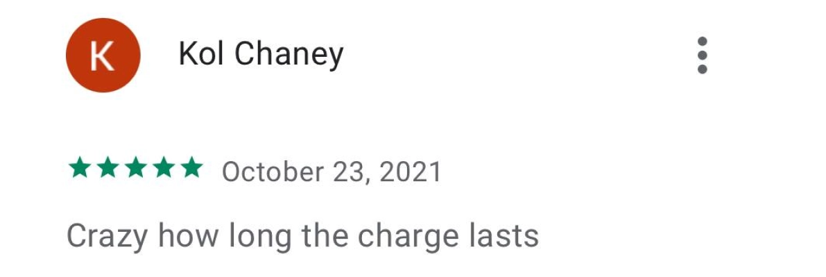 5 star review - long lasting charge