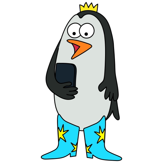 penguin with phone illustration