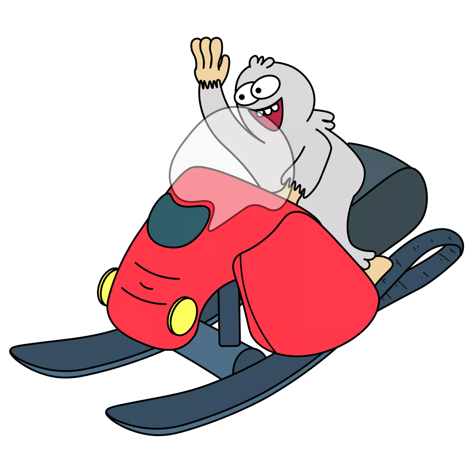 yeti on a snowmobile illustration