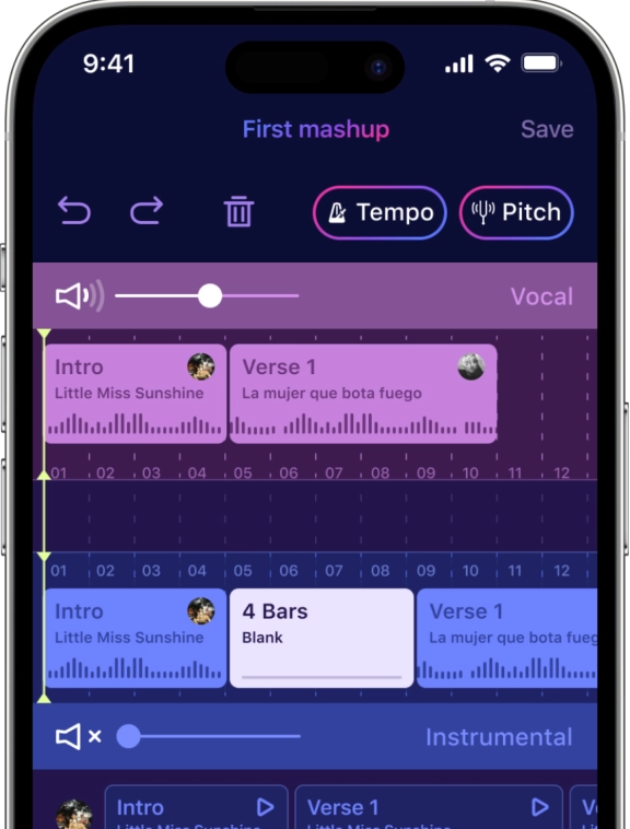 iOS music mashup screen