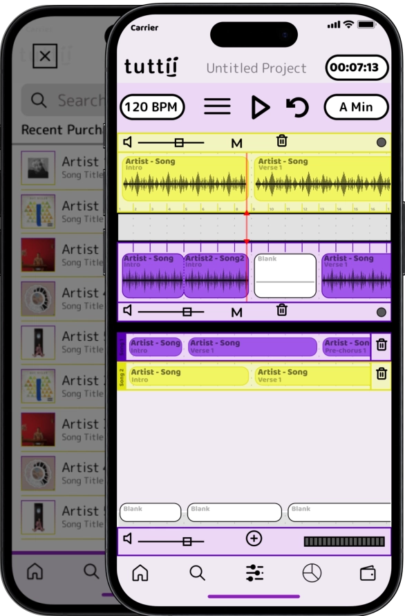 Tuttii app wireframes